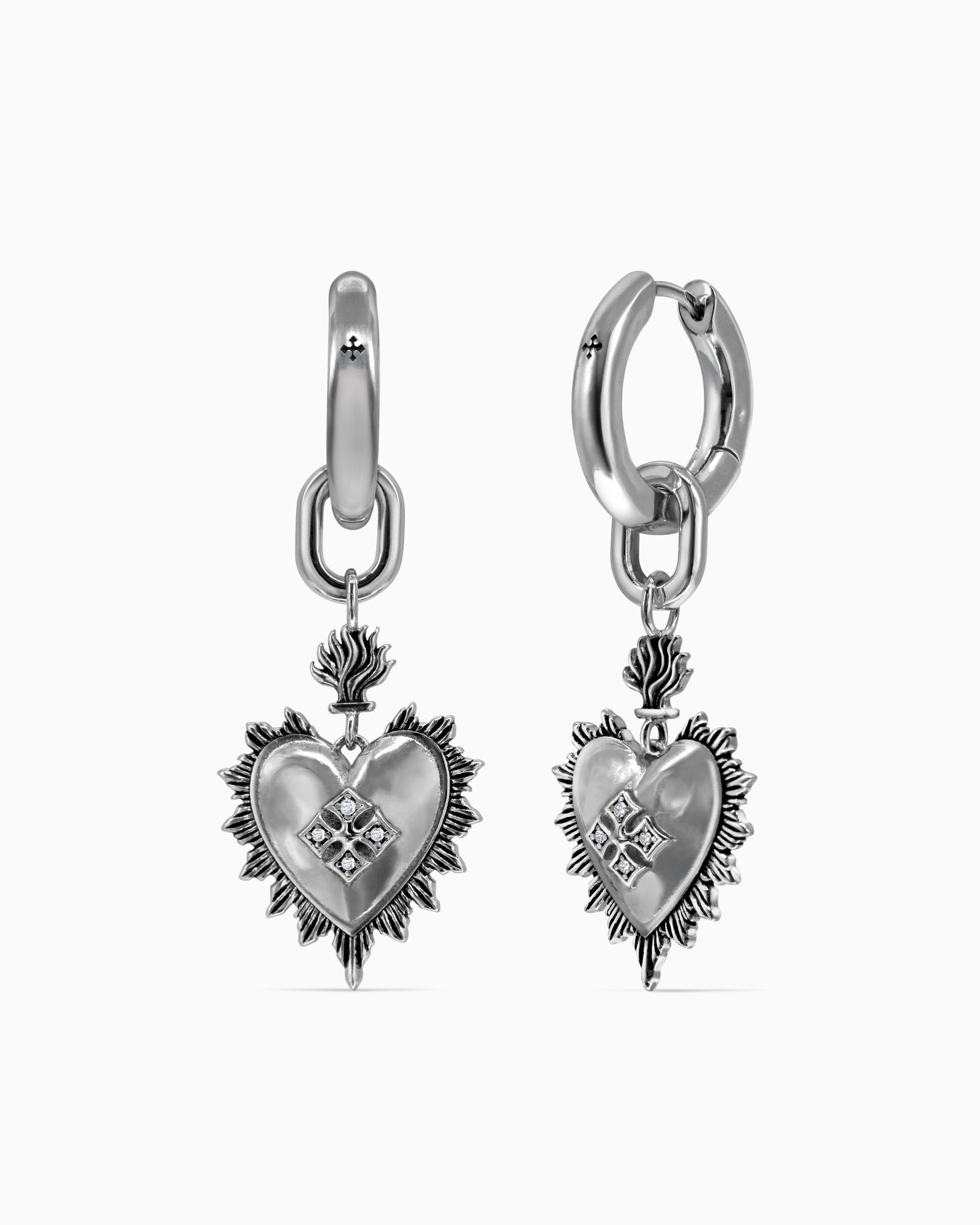 Demonia Bejewelled Sacred Heart Earrings 🖤