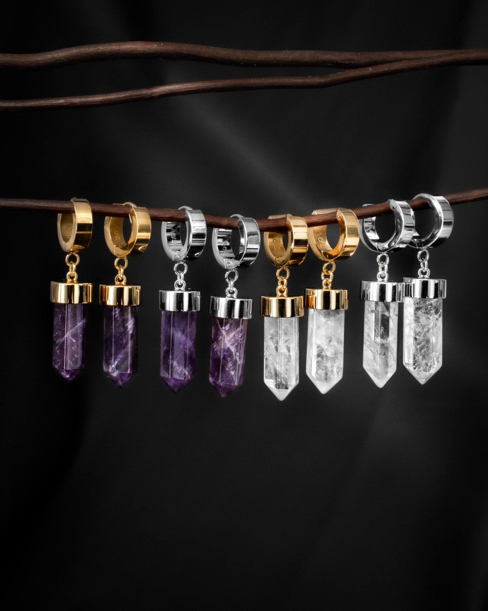 Demonia Crystal Bullet Earrings 🖤