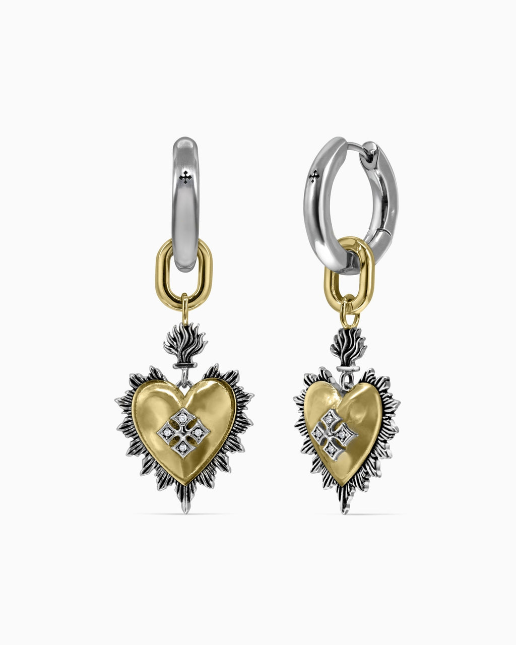 Demonia Bejewelled Sacred Heart Earrings 🖤