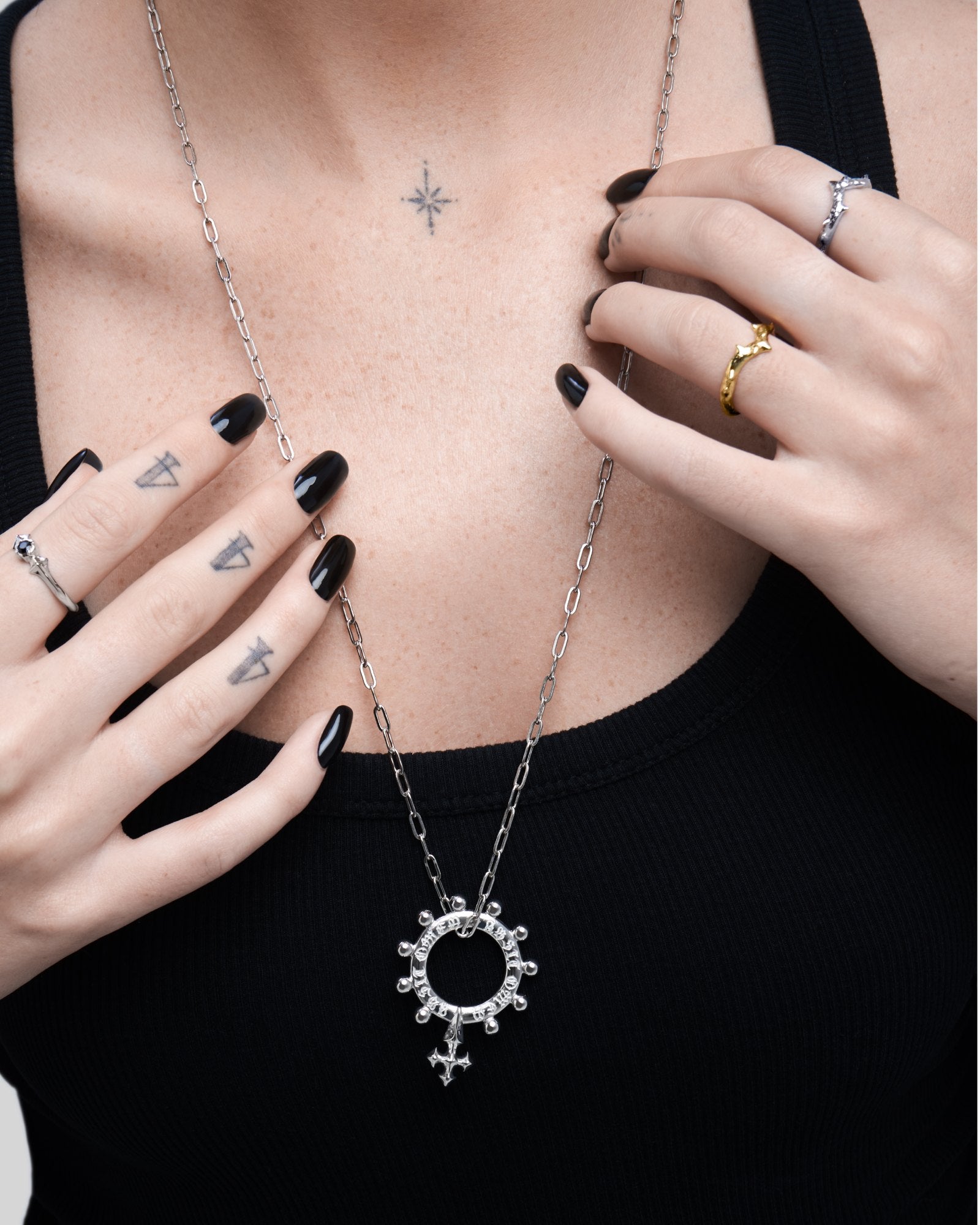 Demonia ABSIT OMEN Amulet Pendant Necklace 🖤