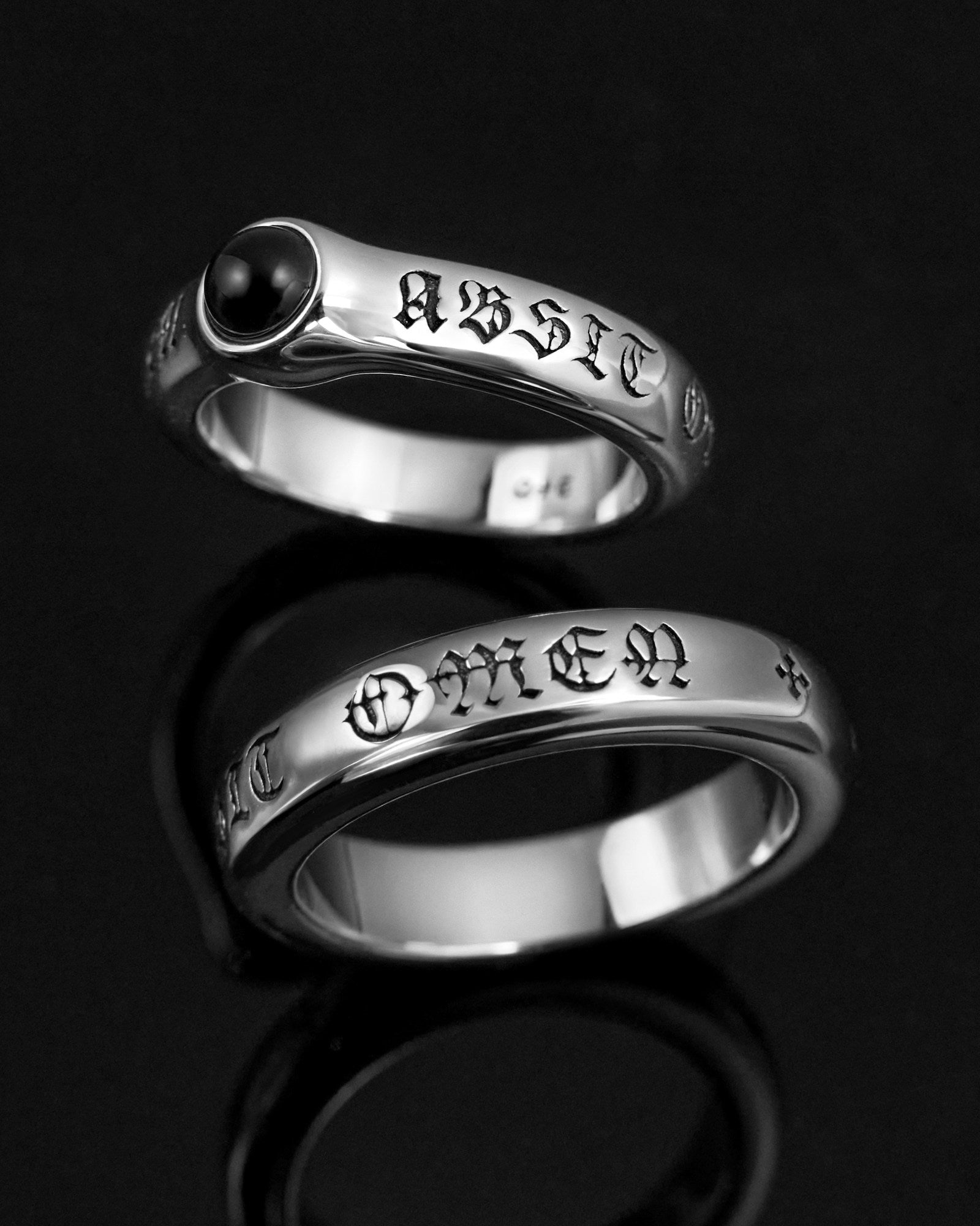 Demonia ABSIT OMEN Onyx Amulet Ring 🖤