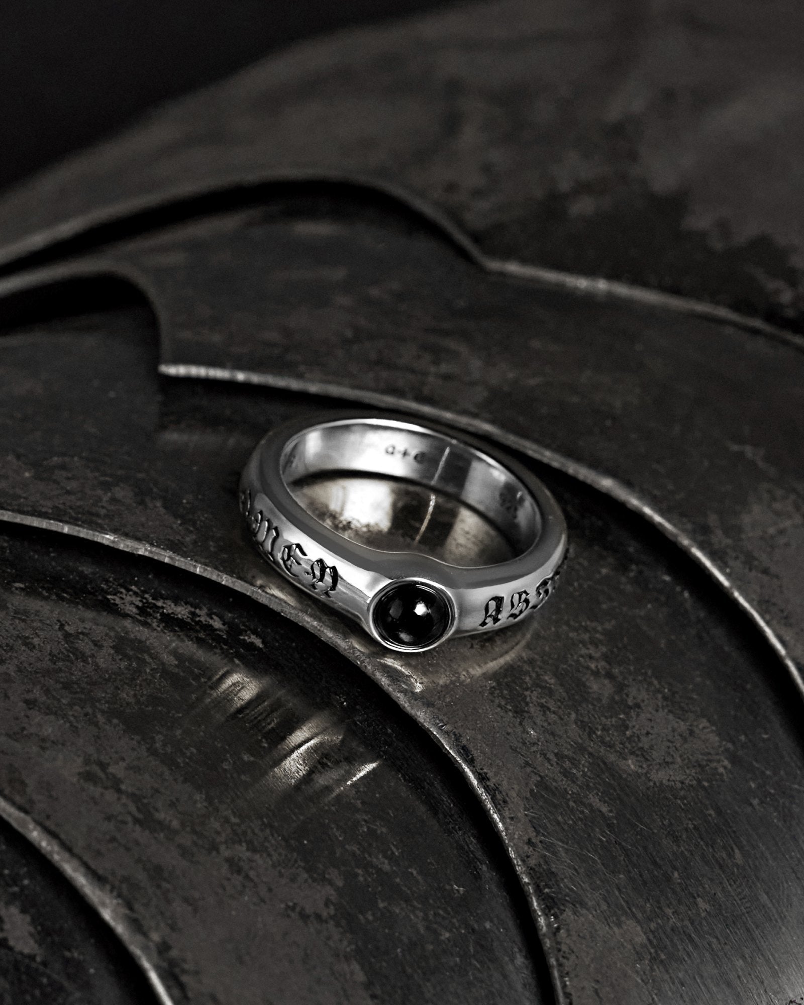 Demonia ABSIT OMEN Onyx Amulet Ring 🖤